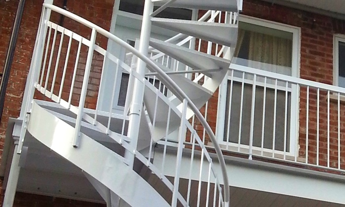 Exterior spiral stairs